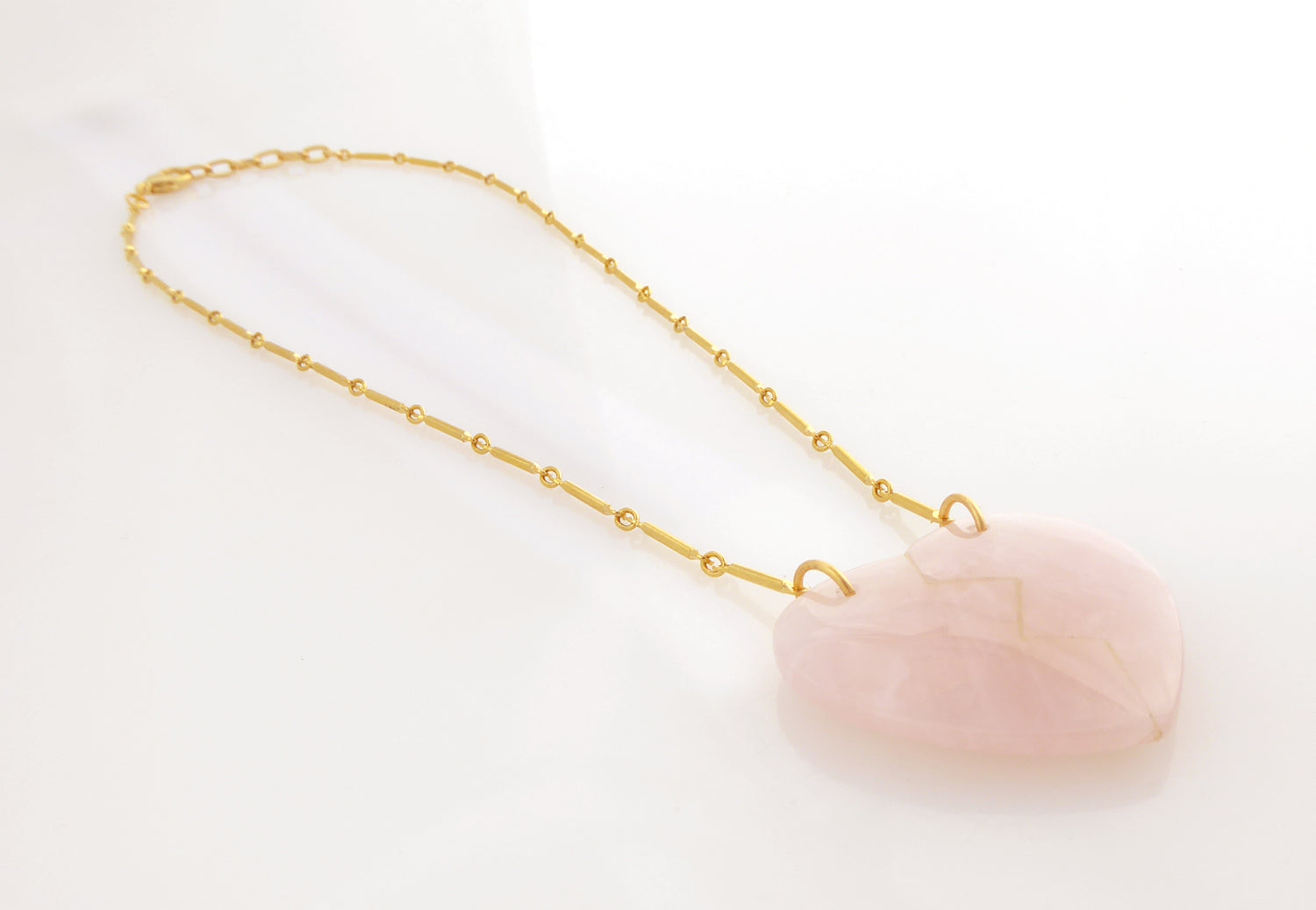 Rose quartz heartbreak pendant necklace by Jenny Dayco 2