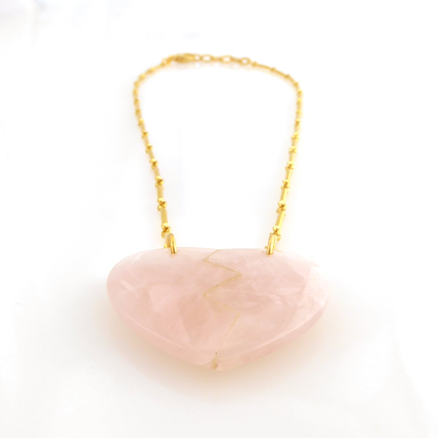 Rose quartz heartbreak pendant necklace by Jenny Dayco 3