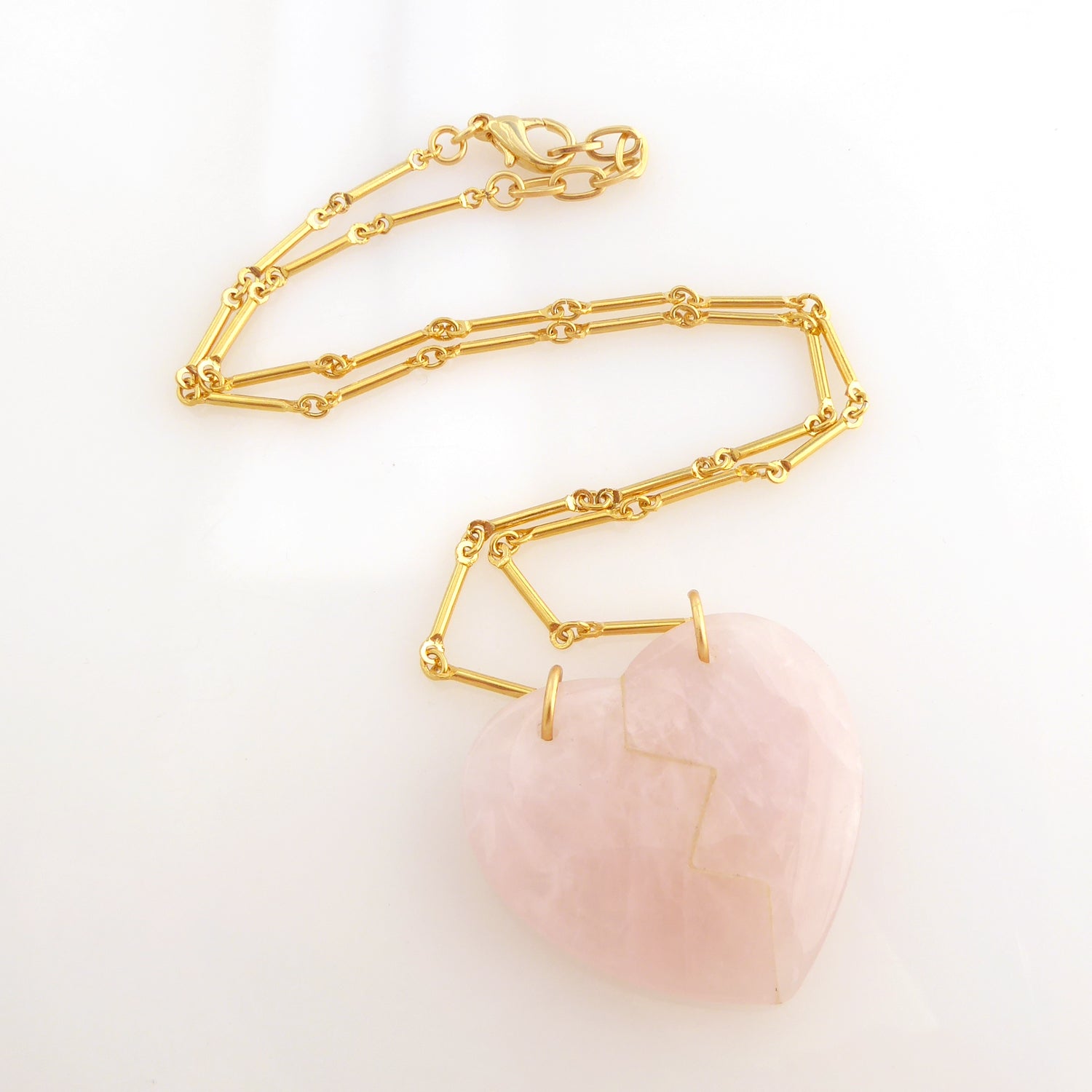 Rose quartz heartbreak pendant necklace by Jenny Dayco 4