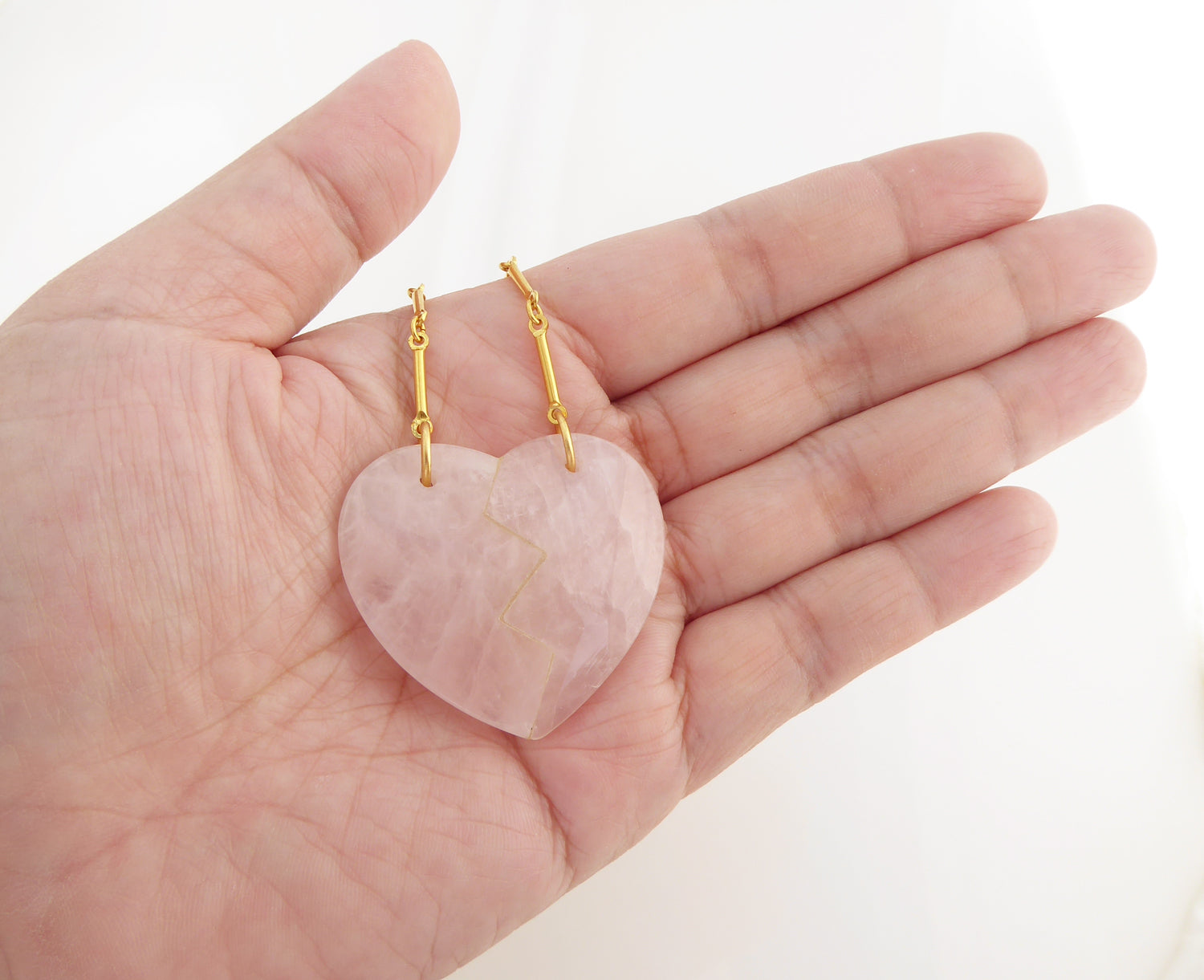 Rose quartz heartbreak pendant necklace by Jenny Dayco 5