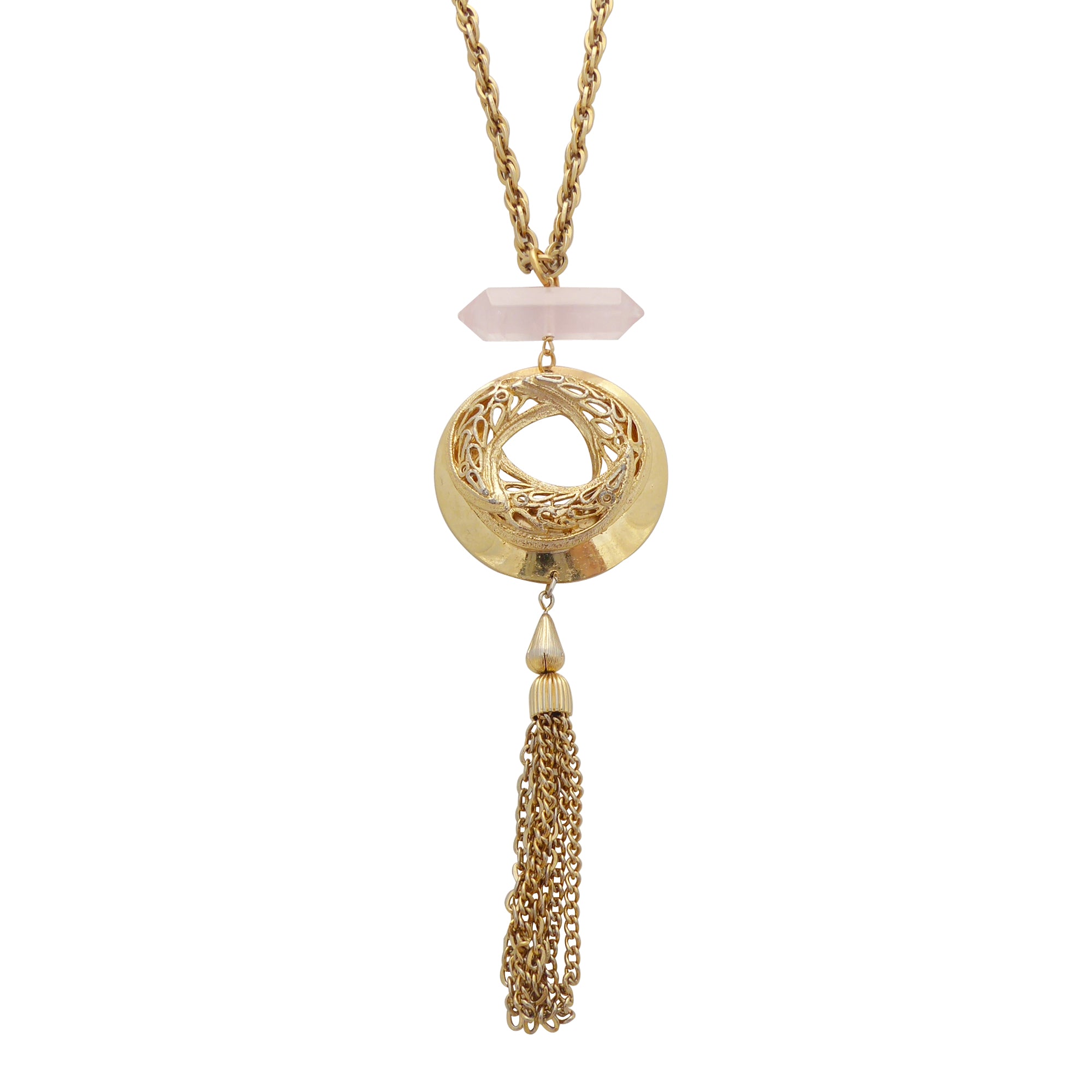 Rose quartz tassel necklace