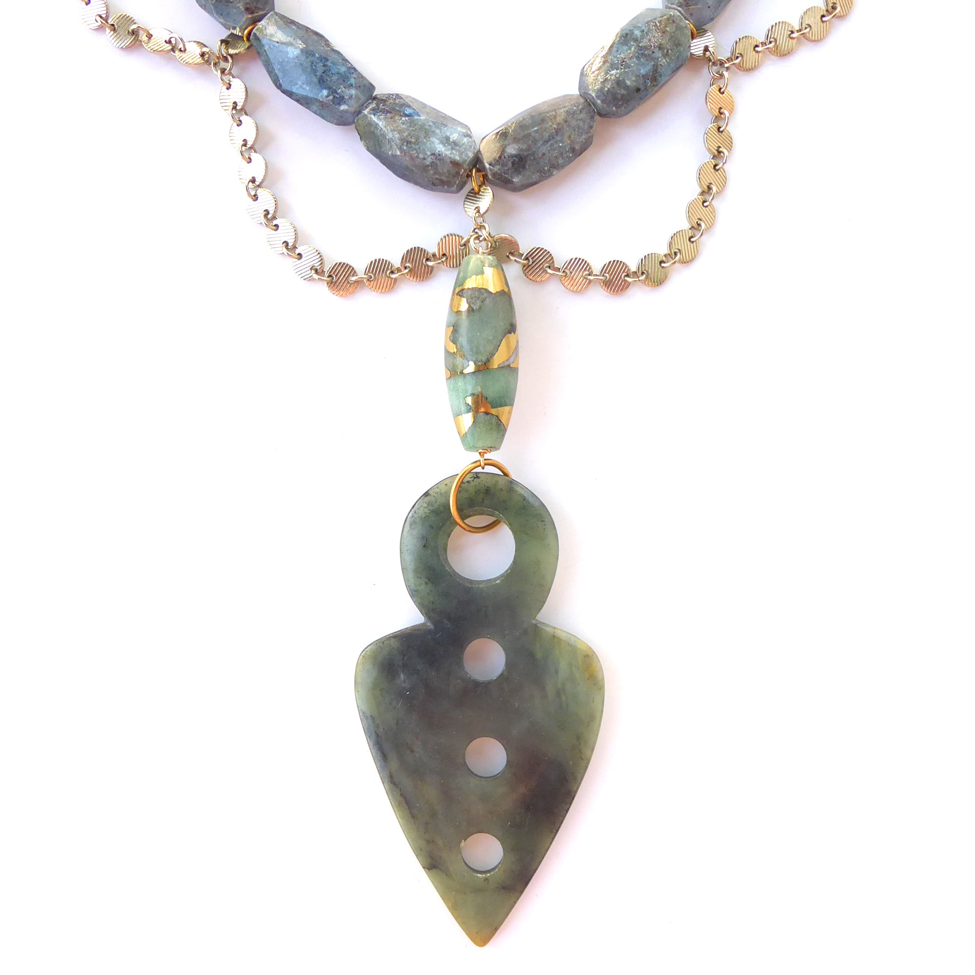 Serpentine spearhead necklace by Jenny Dayco 4