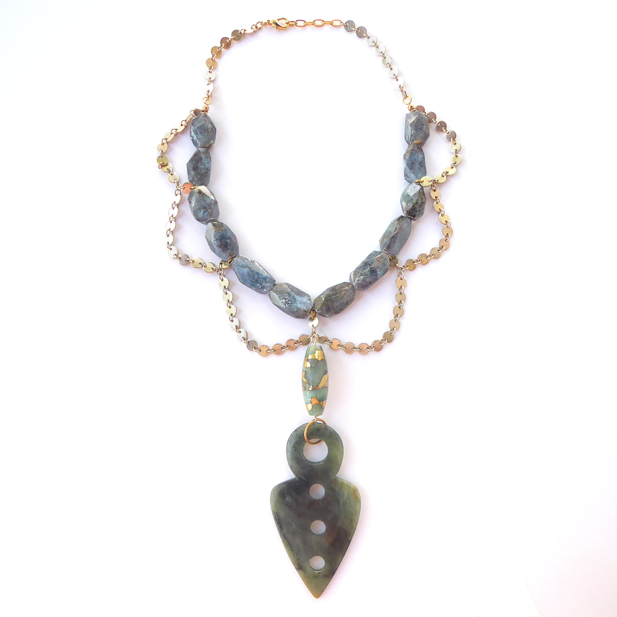Serpentine spearhead necklace by Jenny Dayco 6