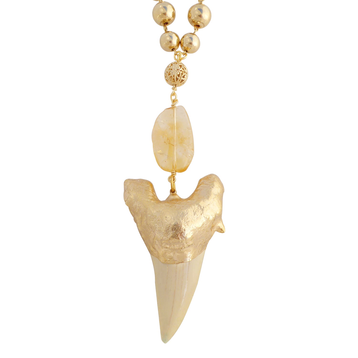 Shark tooth and citrine necklace by Jenny Dayco 1