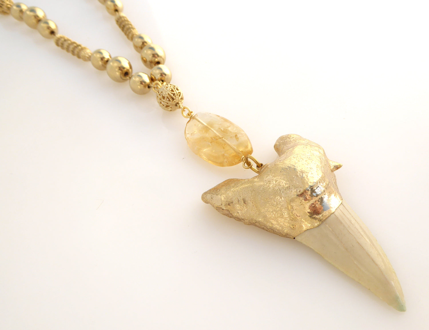 Shark tooth and citrine necklace