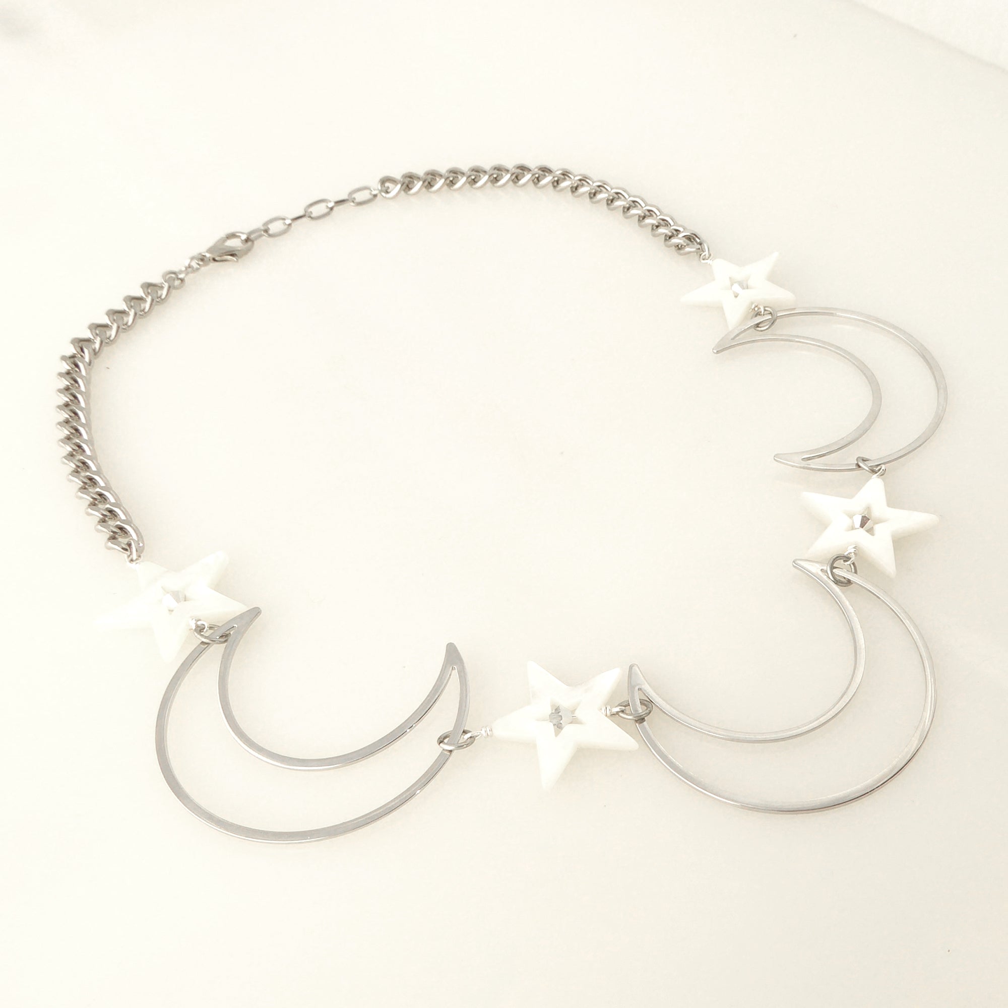 Silver crescent moon necklace by Jenny Dayco 2