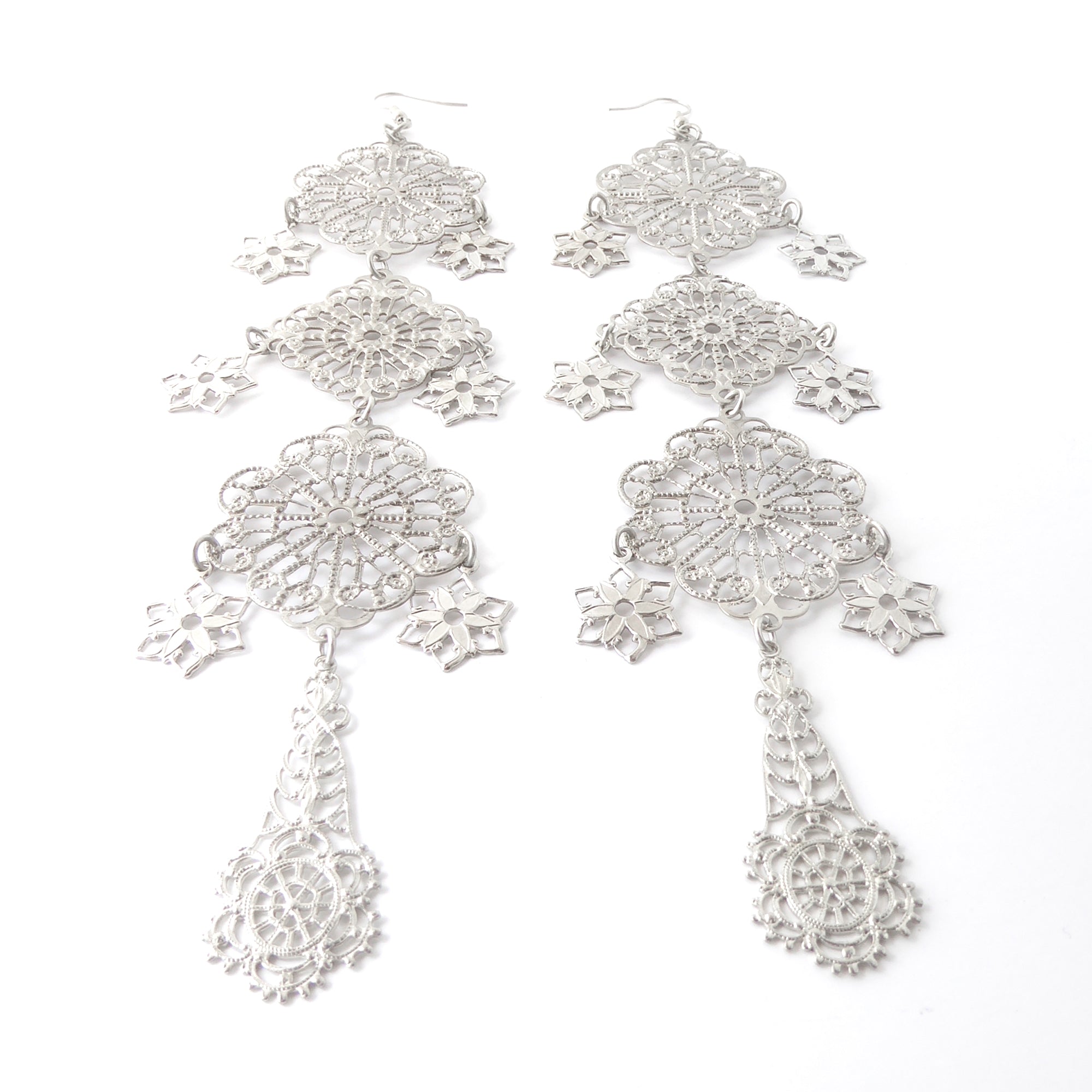 Silver long estrella earrings by Jenny Dayco 3