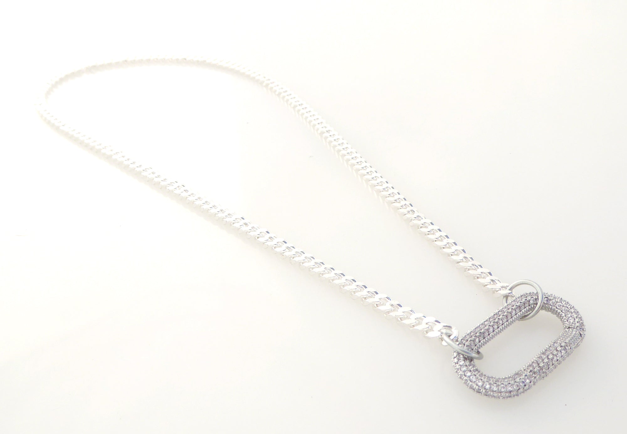 Silver rhinestone carabiner clasp necklace by Jenny Dayco 2