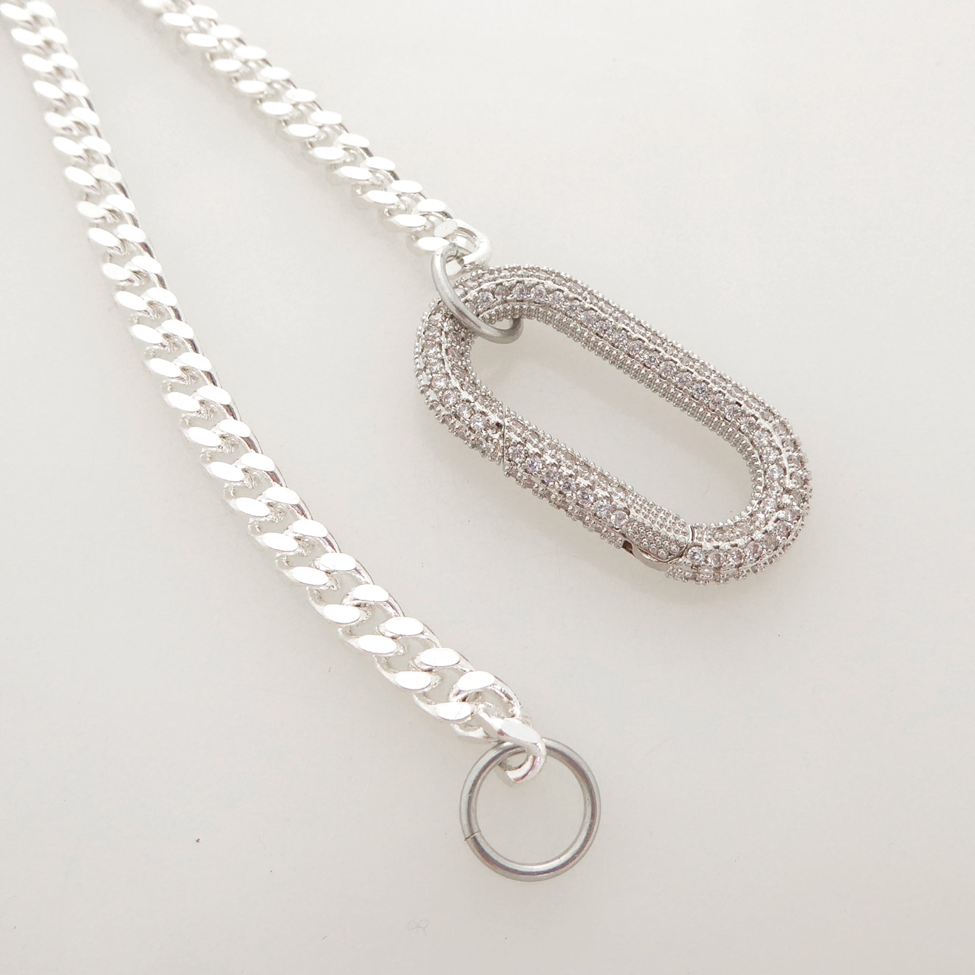 Silver Carabiner Choker Chain-Matte Paperclip Chain Necklace 19