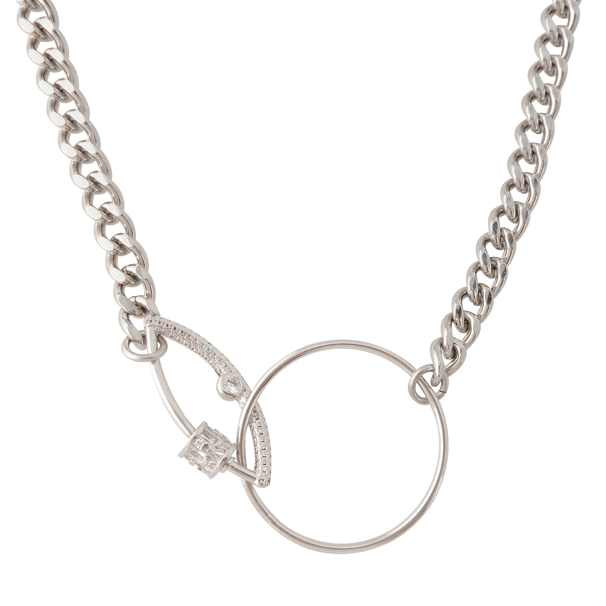 Silver rhinestone eye carabiner necklace by Jenny Dayco 1