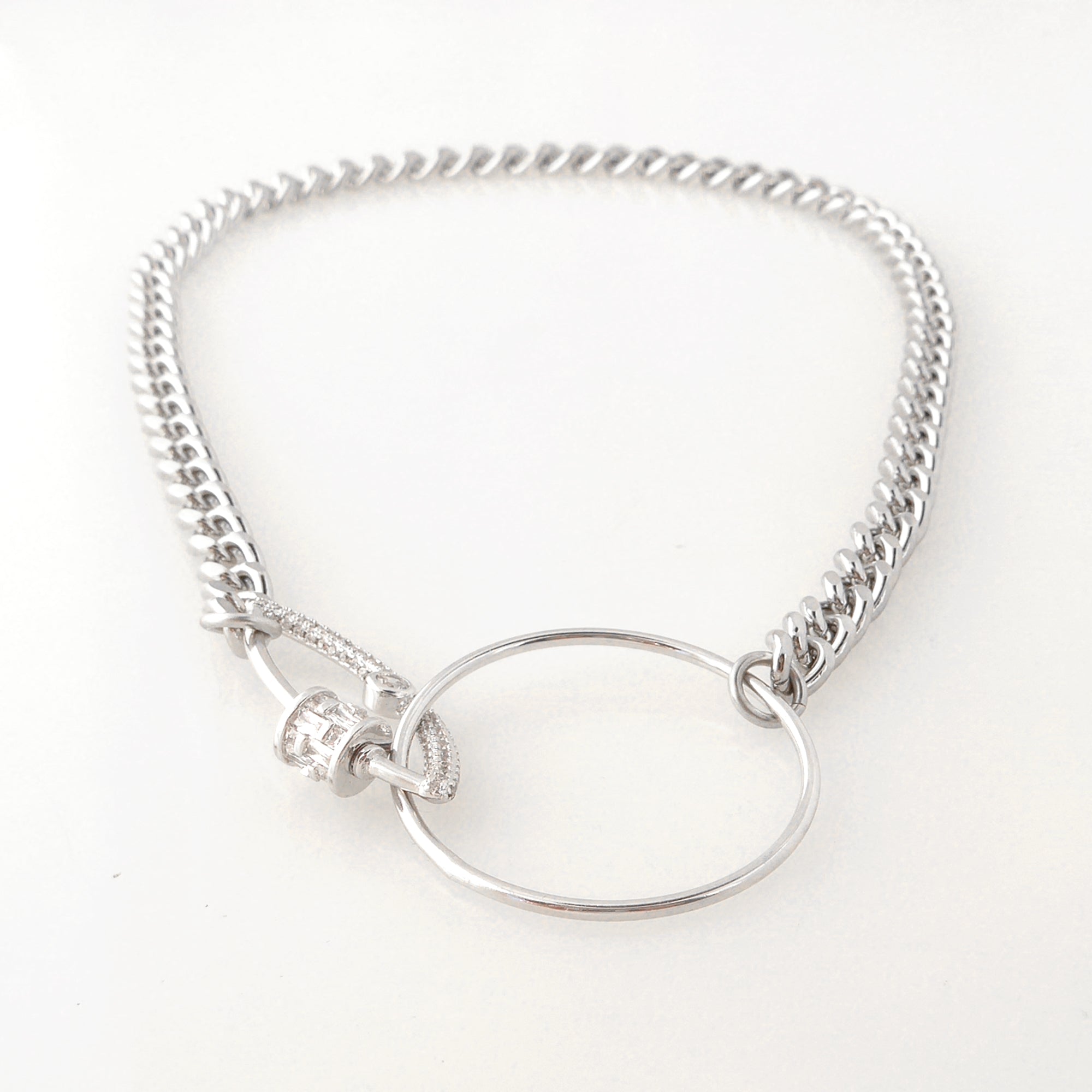 Silver rhinestone eye carabiner necklace by Jenny Dayco 3