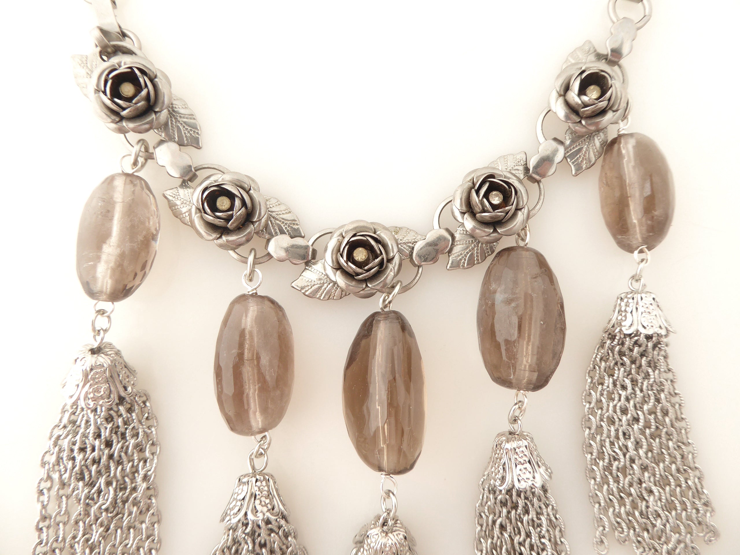Silver rose tassel necklace by Jenny Dayco 4
