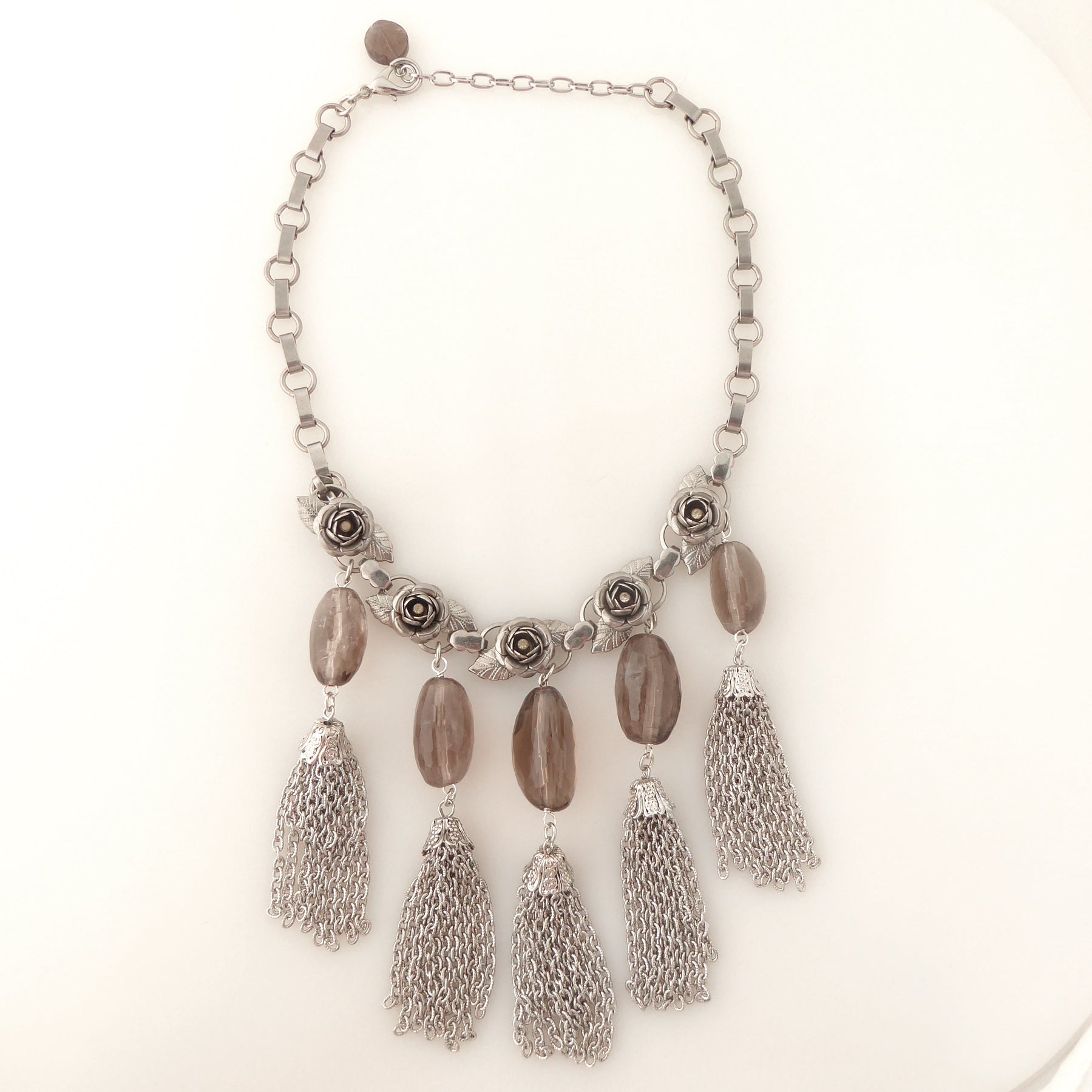 Silver rose tassel necklace by Jenny Dayco 5