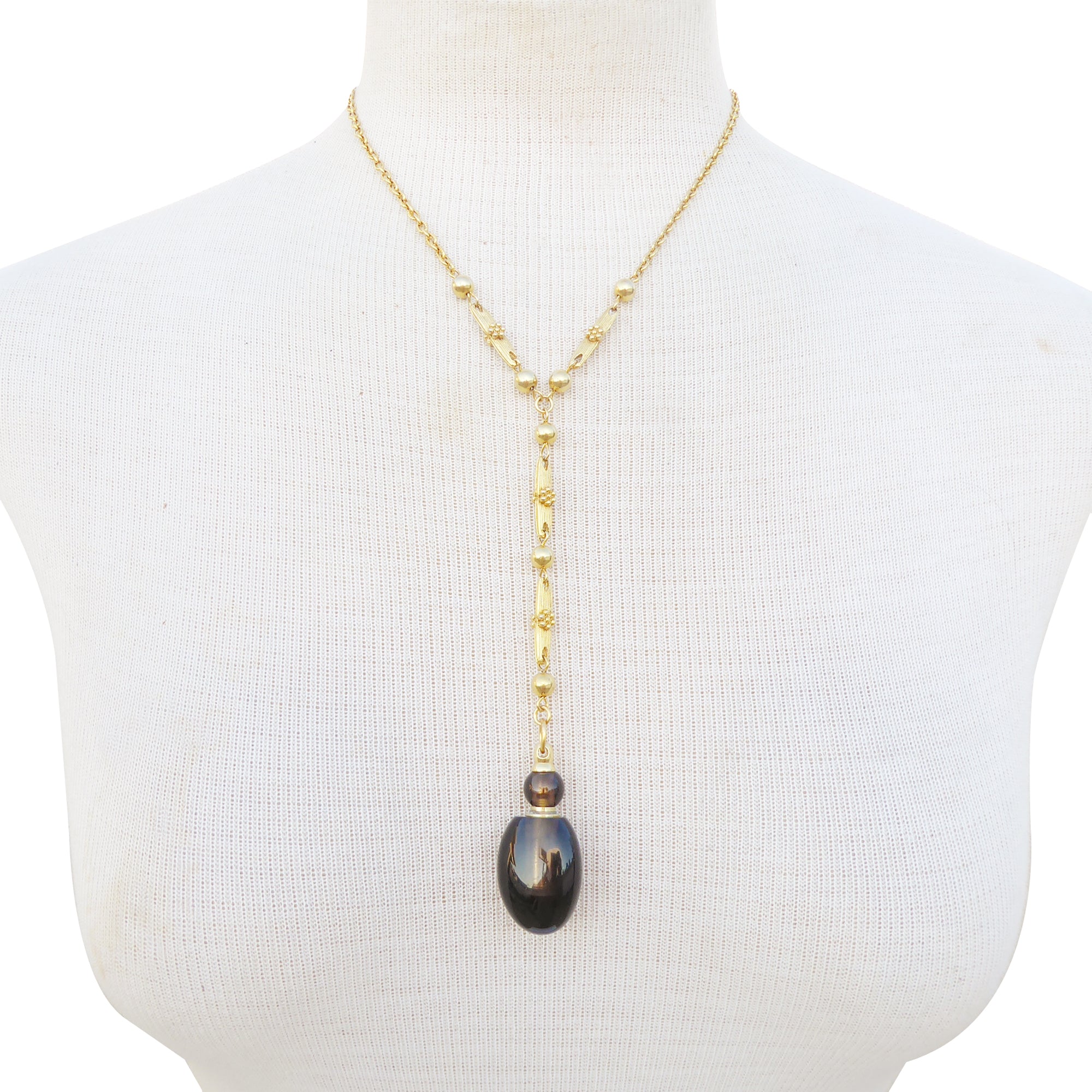 Smoky quartz vial necklace