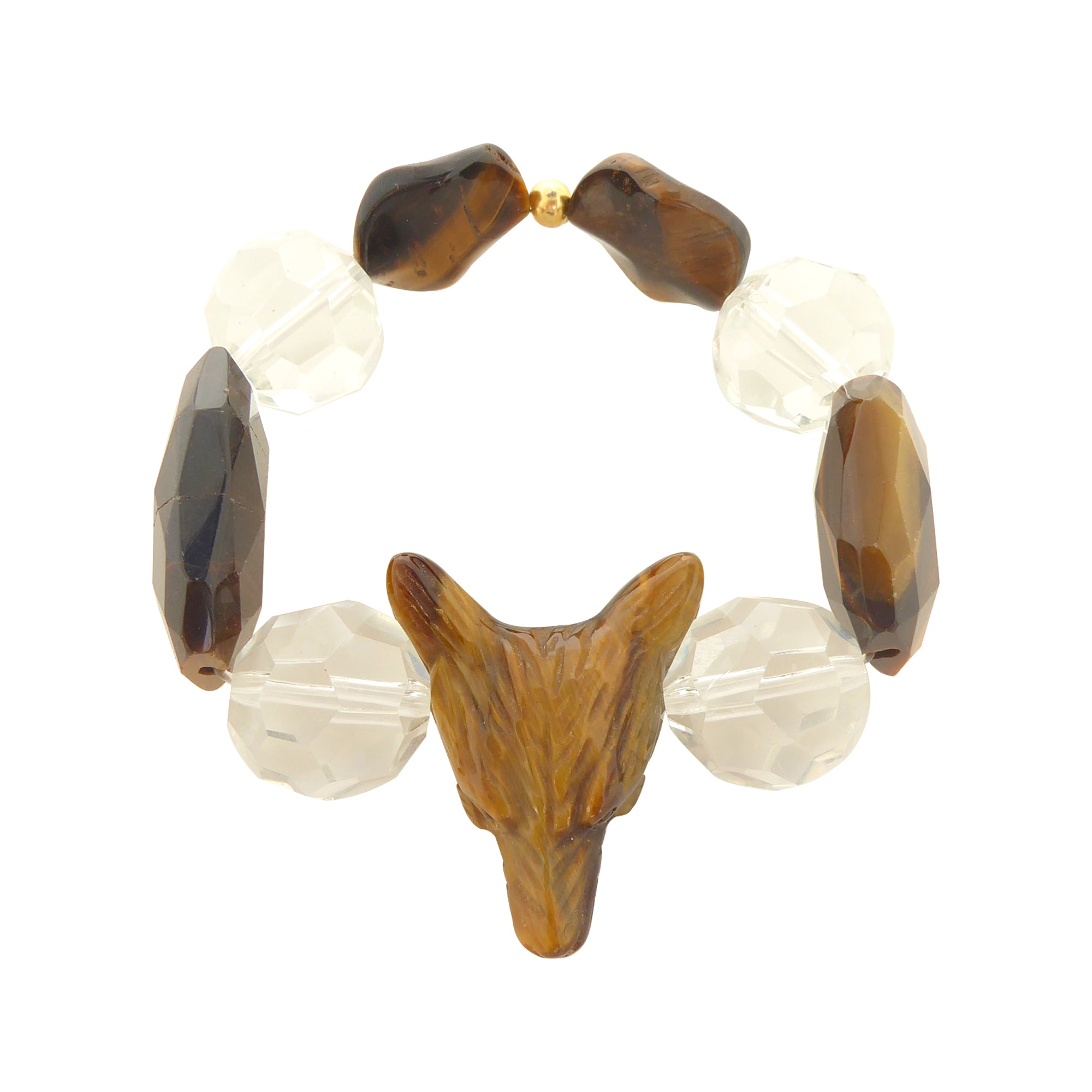 Tigers eye fox head and quartz bracelet by Jenny Dayco 1