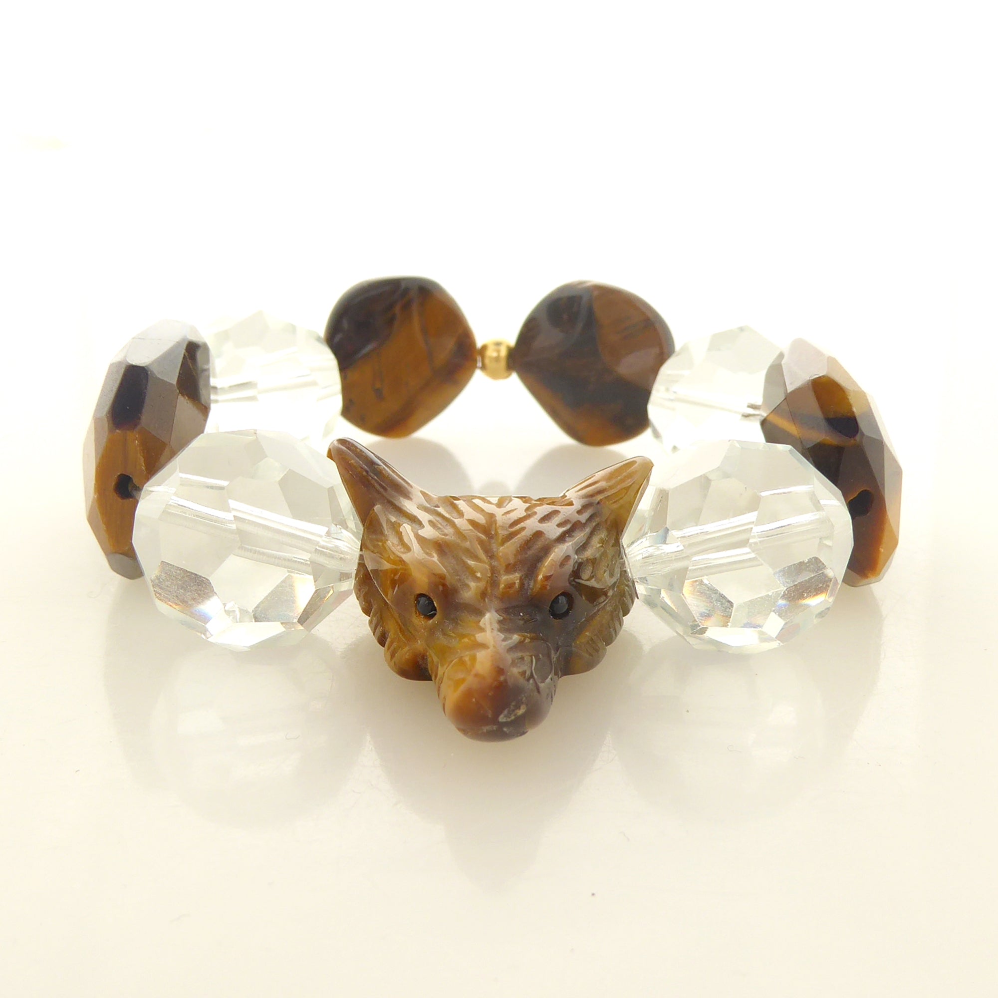 Tigers eye fox head and quartz bracelet by Jenny Dayco 3