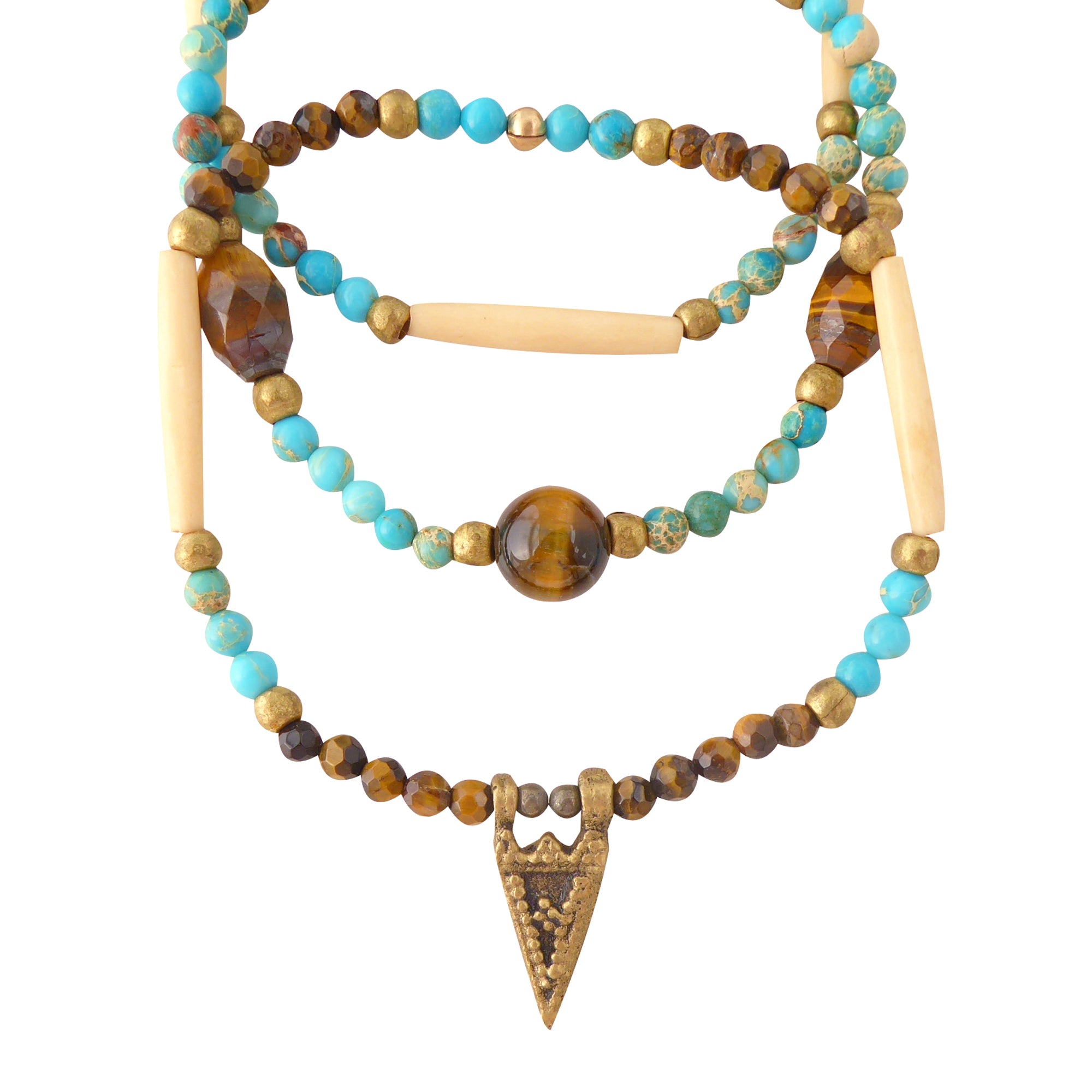 Turquoise jasper and tigers eye bracelet set by Jenny Dayco 1
