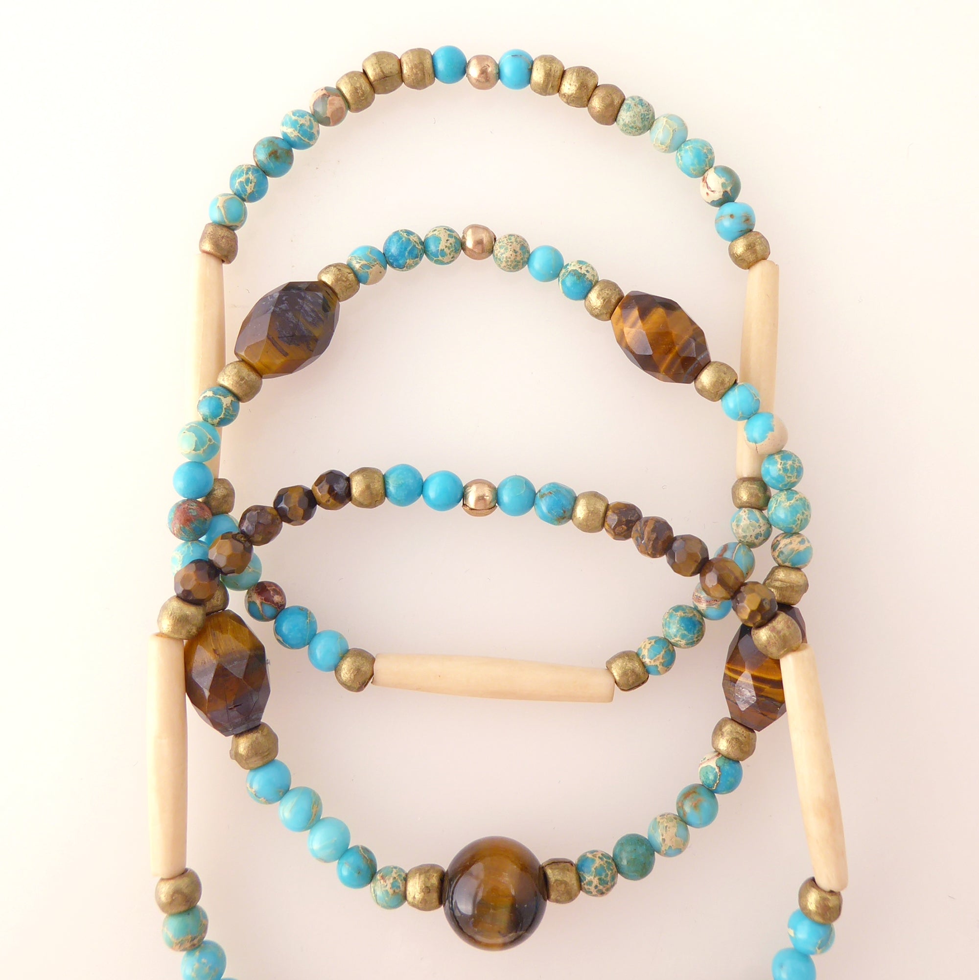 Turquoise jasper and tigers eye bracelet set by Jenny Dayco 4