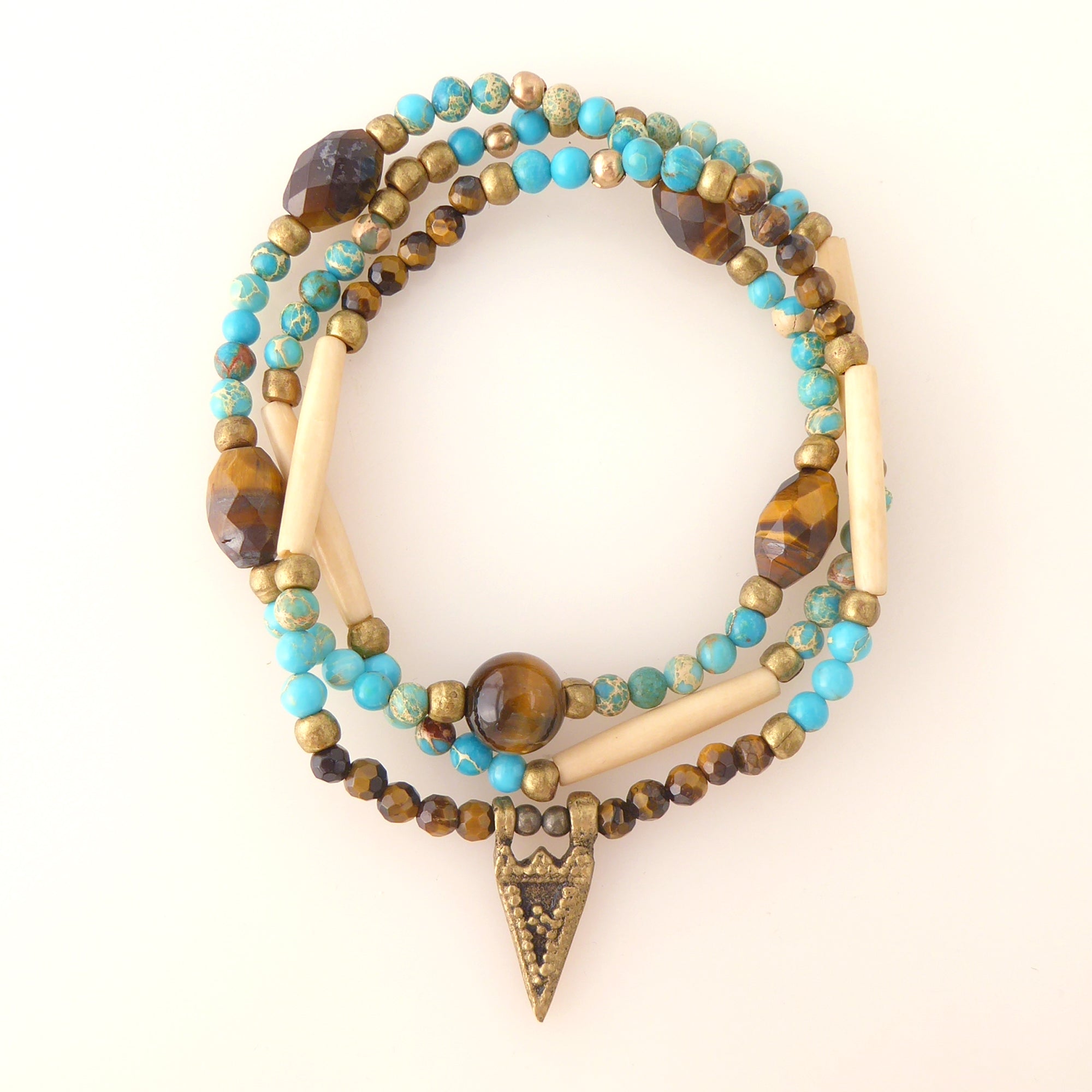 Turquoise jasper and tigers eye bracelet set by Jenny Dayco 5