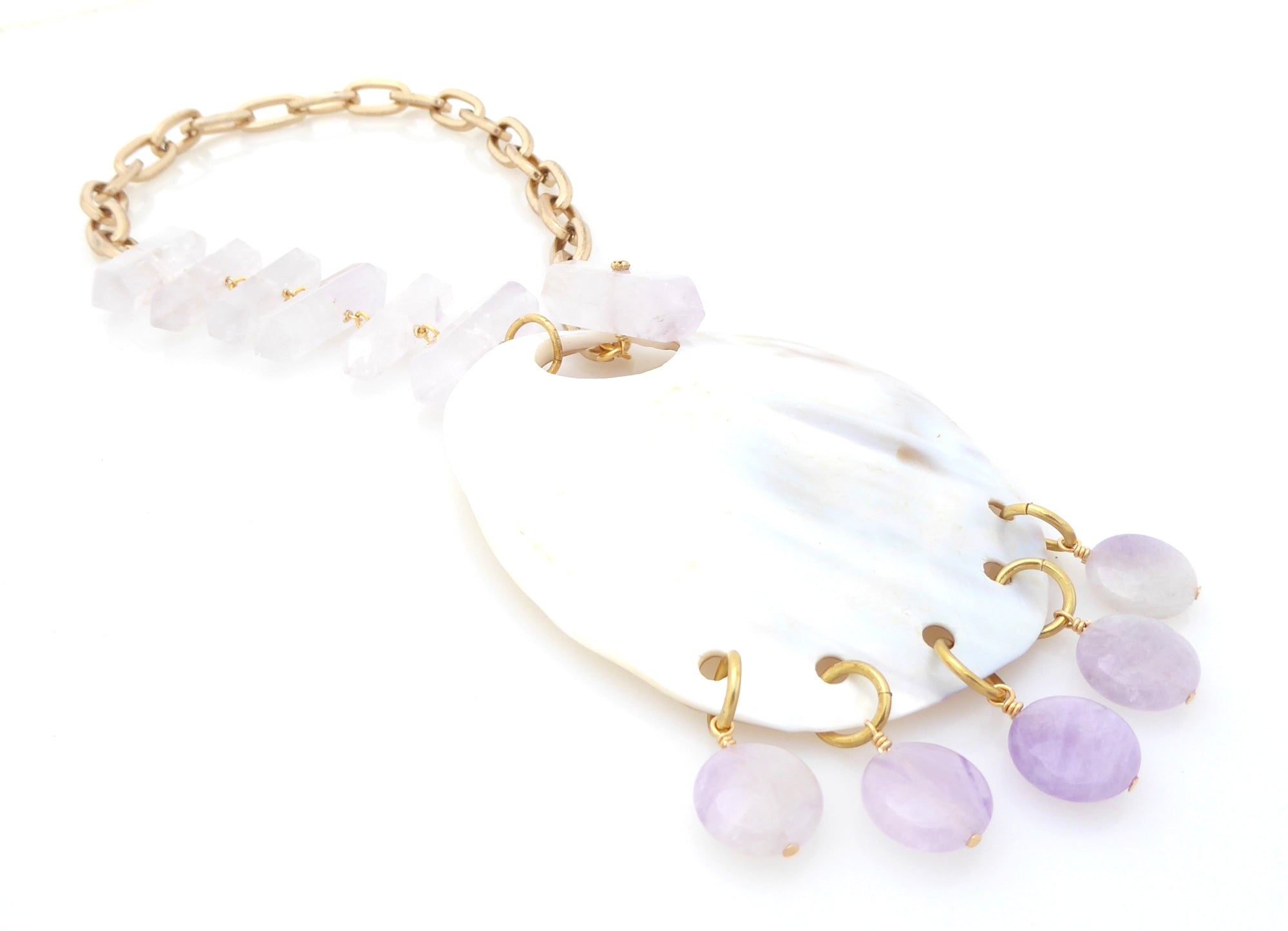 Vanora shell and amethyst necklace by Jenny Dayco 2