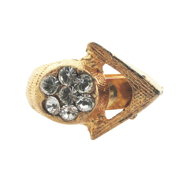 Vintage gold triangle and rhinestone ring by Jenny Dayco