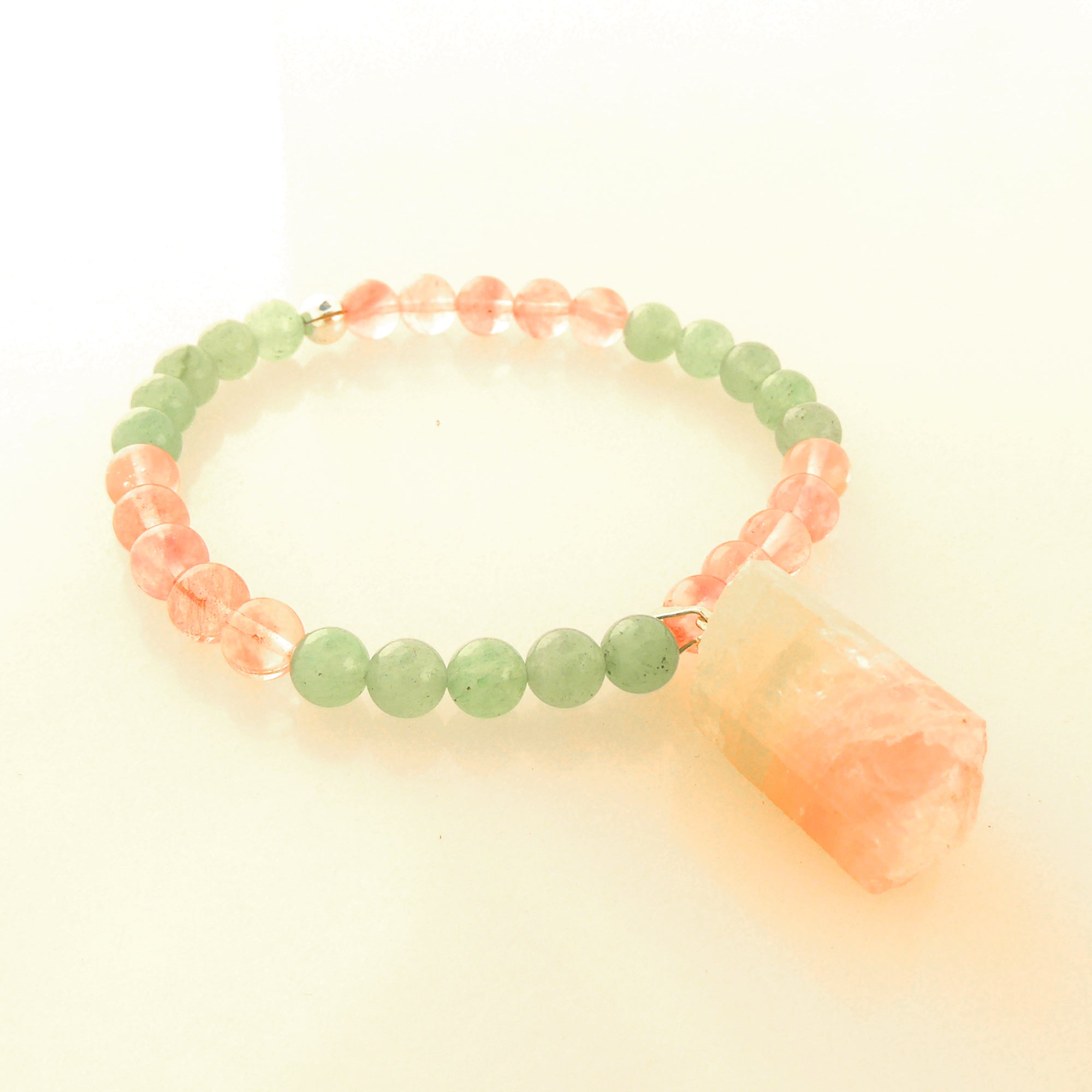 Watermelon tourmaline cherry quartz green aventurine bracelet by Jenny Dayco 2