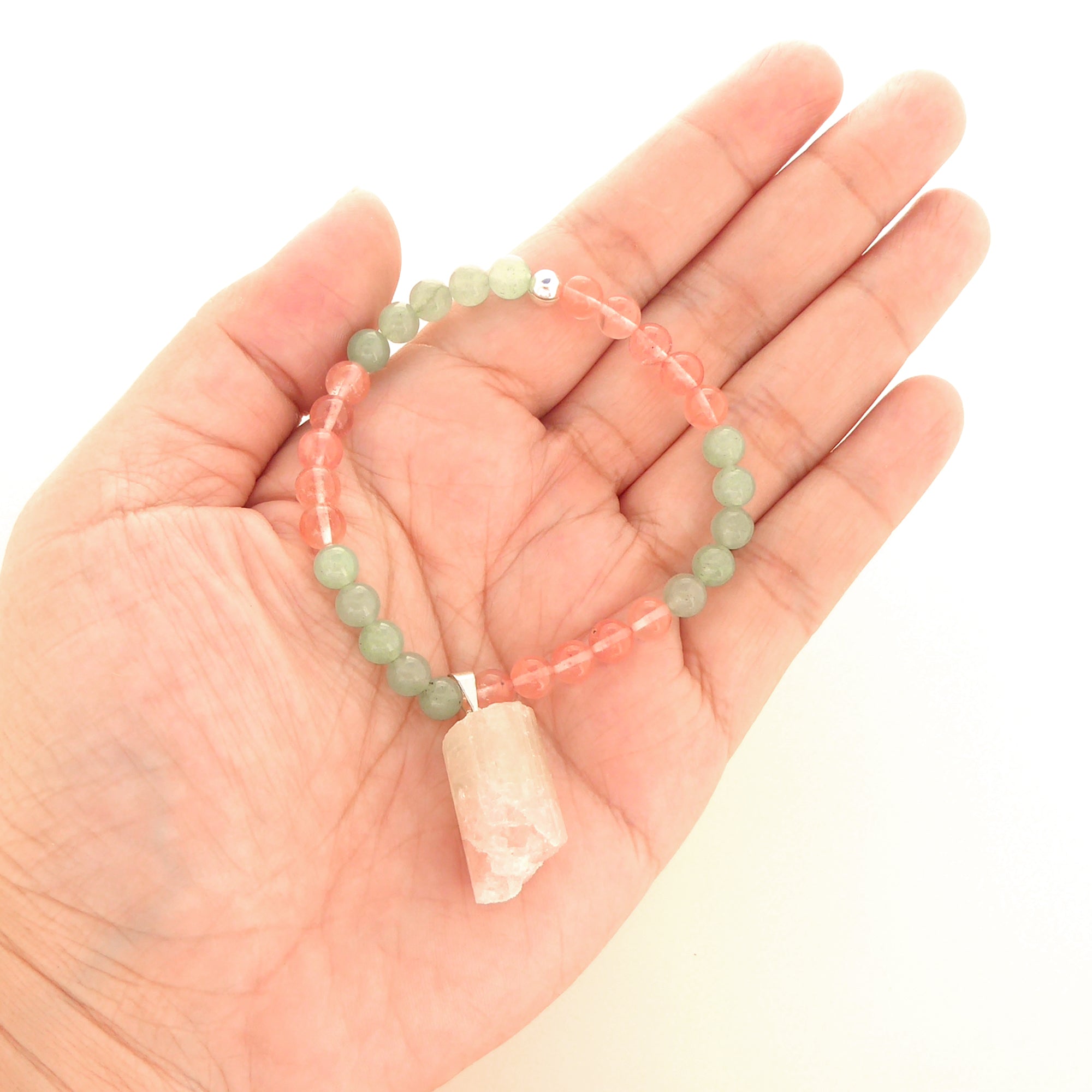 Watermelon tourmaline cherry quartz green aventurine bracelet by Jenny Dayco 5