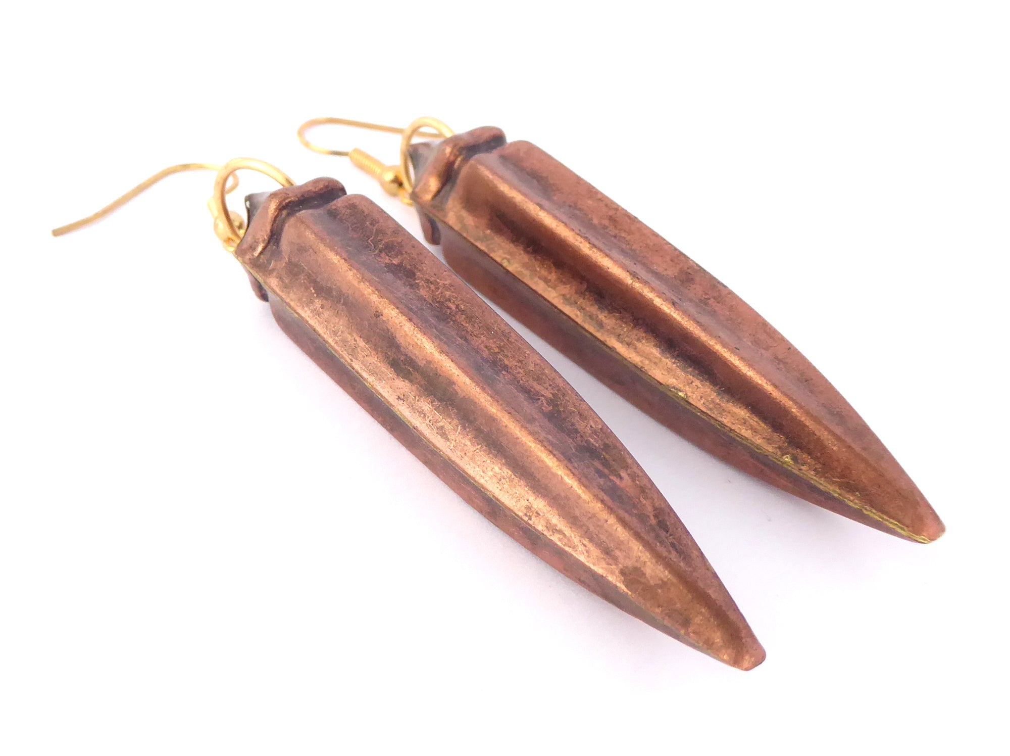Copper okra earrings