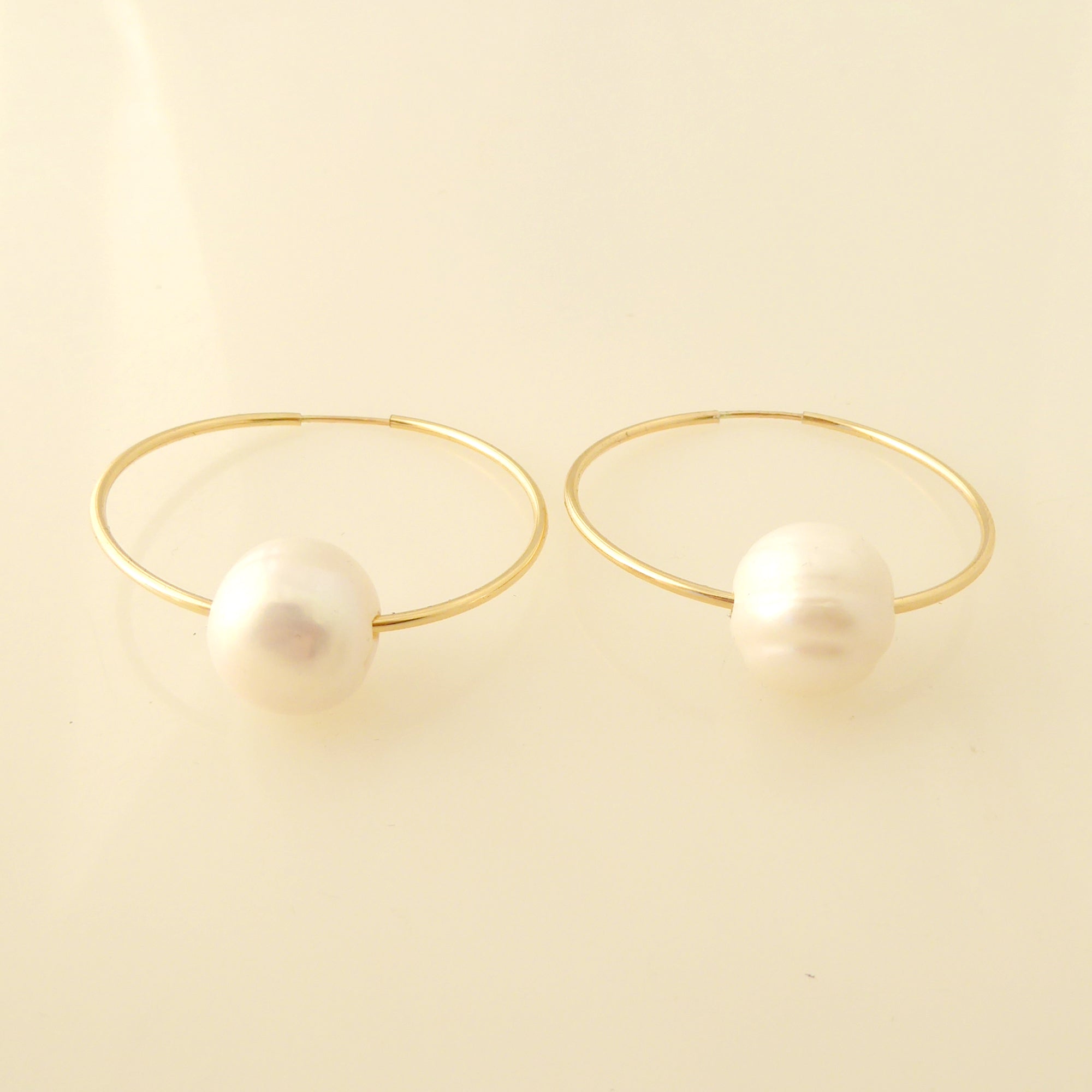 gold filled pearl hoop earrings by Jenny Dayco 3