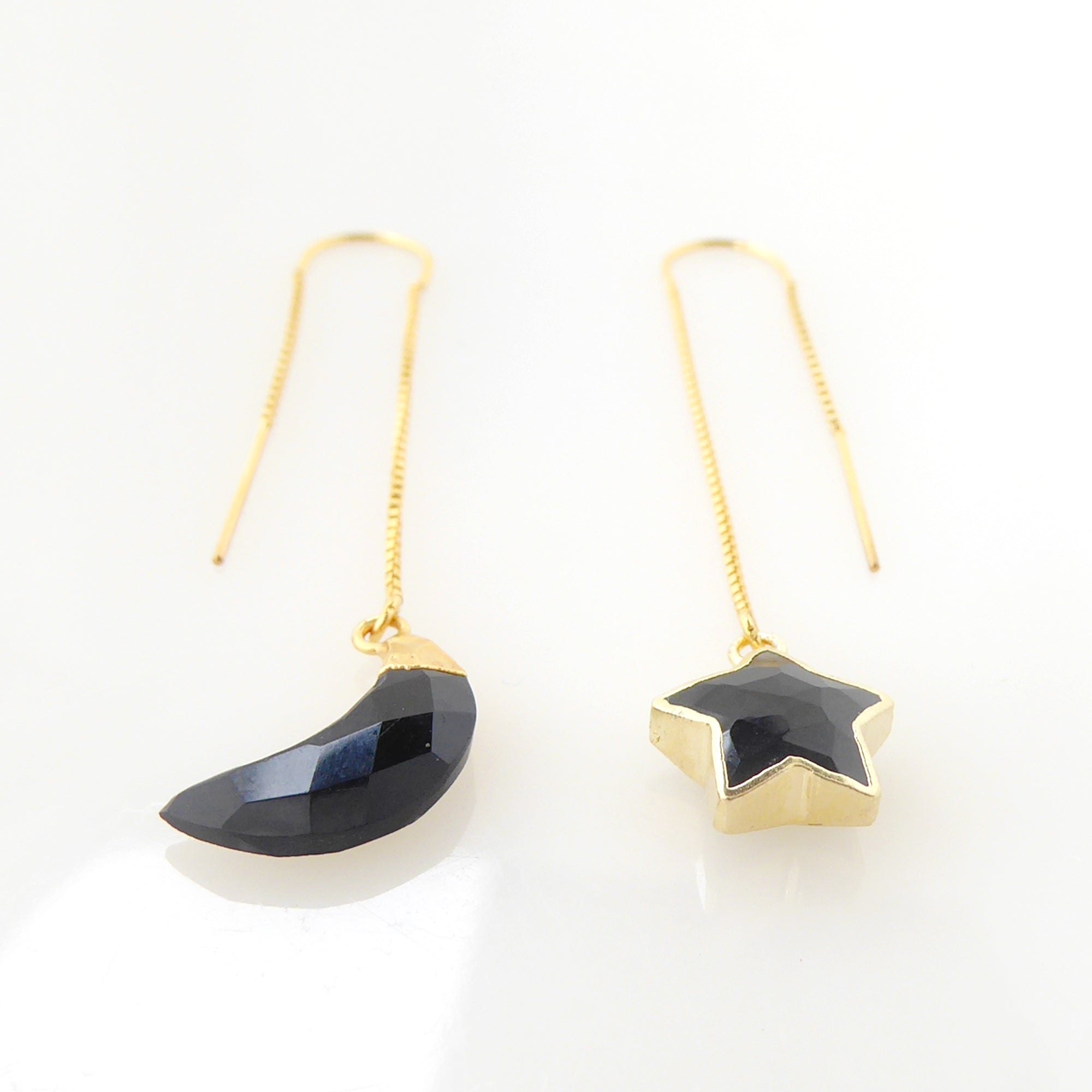 onyx moon and star threader earrings by Jenny Dayco 3