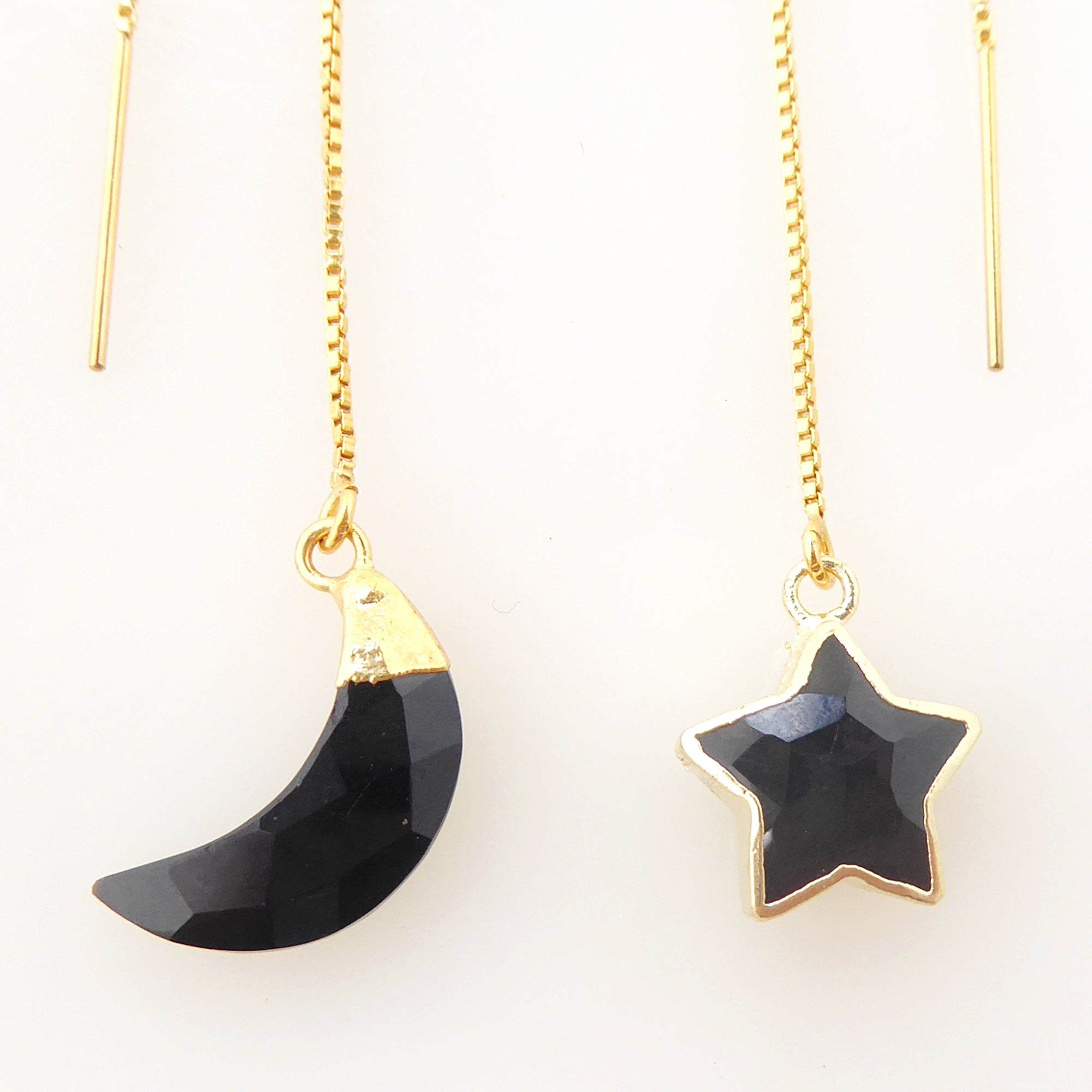 onyx moon and star threader earrings by Jenny Dayco 4