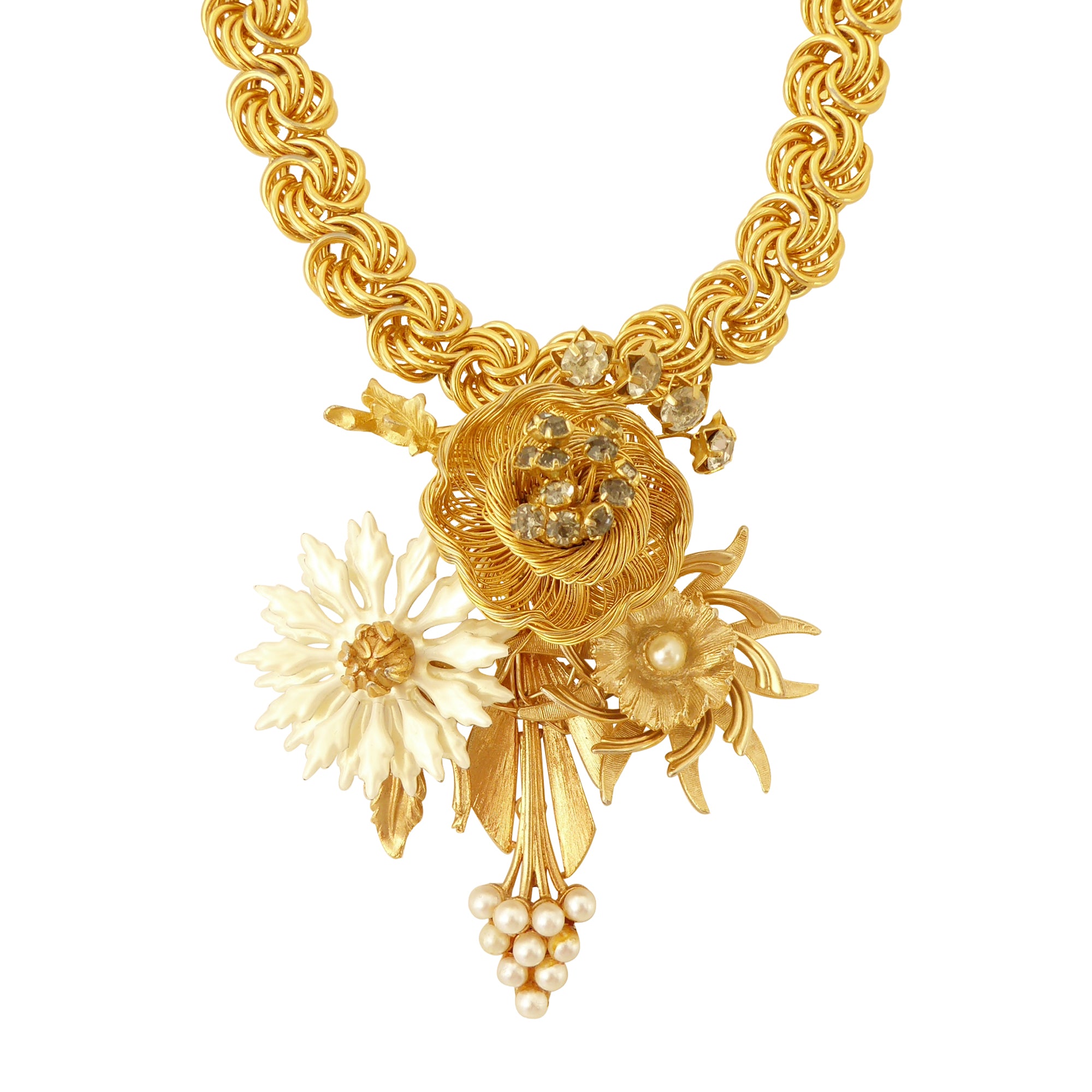    vintage gold flower necklace by Jenny Dayco 1